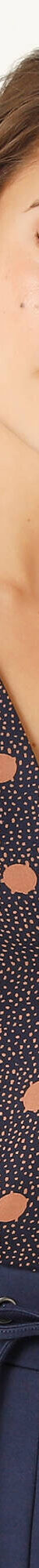 Blouse col tunisien imprimé pois, crêpe (marine / noisette) Blouse col tunisien imprimé pois, crêpe (marine / noisette)